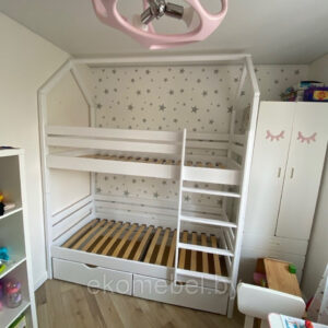 Двухъярусная кровать "Ростик" с ящиками и крышей (80х160, 80х180, 80х190, 90х180, 90х190, 90х200 см)